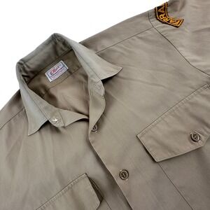Elbeco Mens 15.5 Short Sleeve Uniform Shirt Khaki Farragut Patch Permanent Press